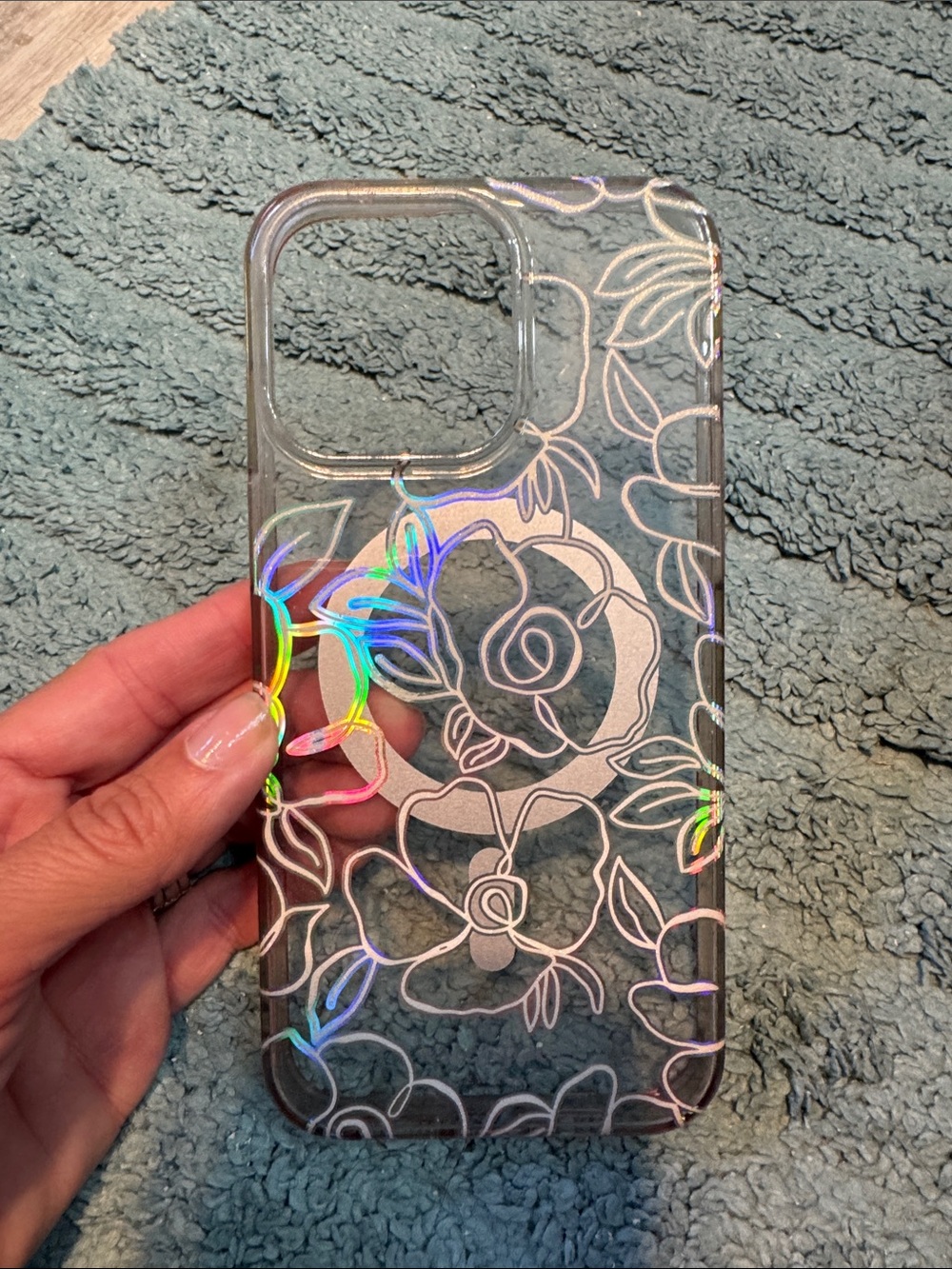 kate spade Clear Floral Holographic Accent Phone Case for IPhone 15 Pro Max